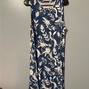 LOFT Navy Floral & Bird Sleeveless Shift Dress